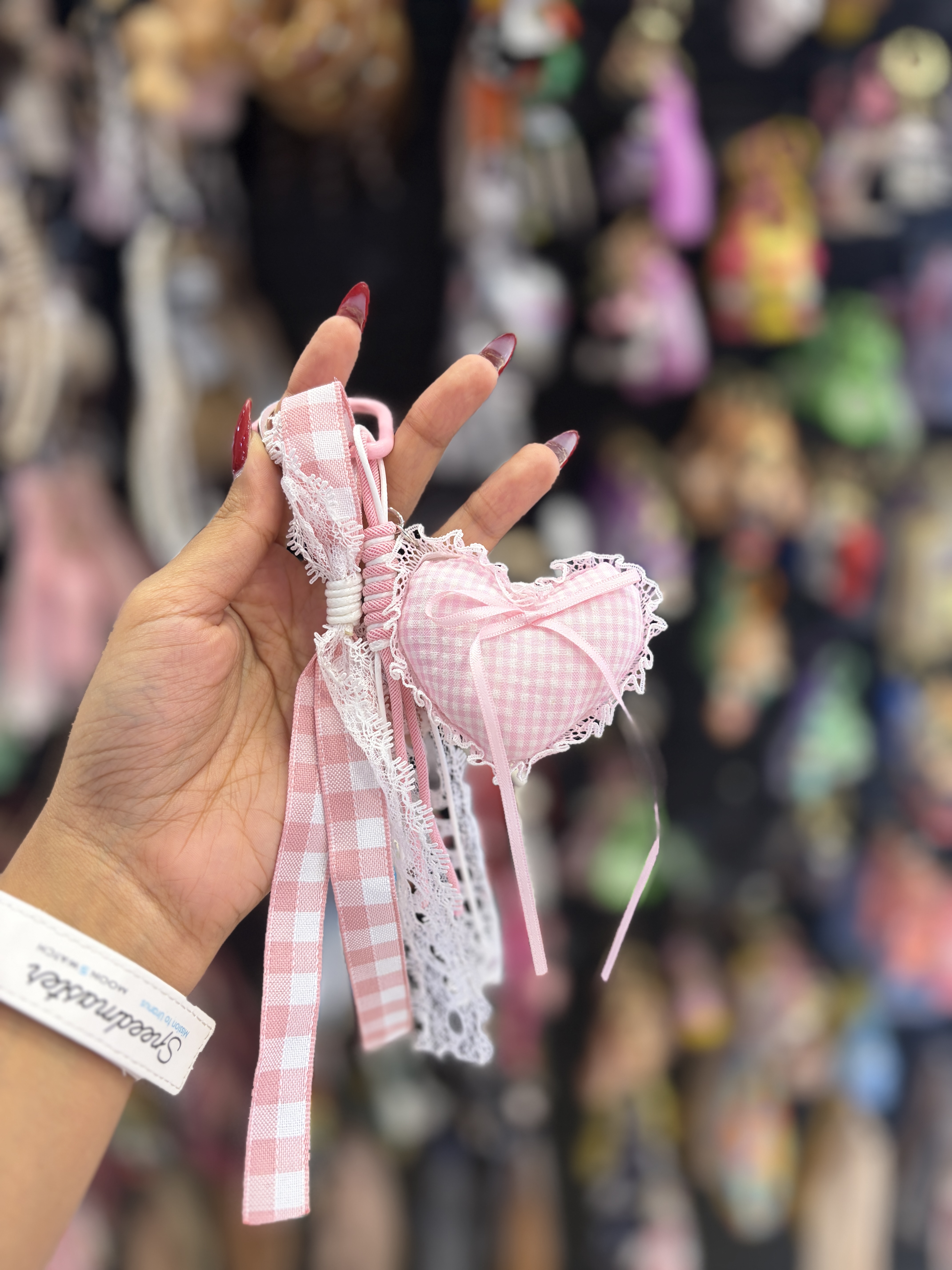چارم بگ،آویز کیف مدل قلب چهارخونه
